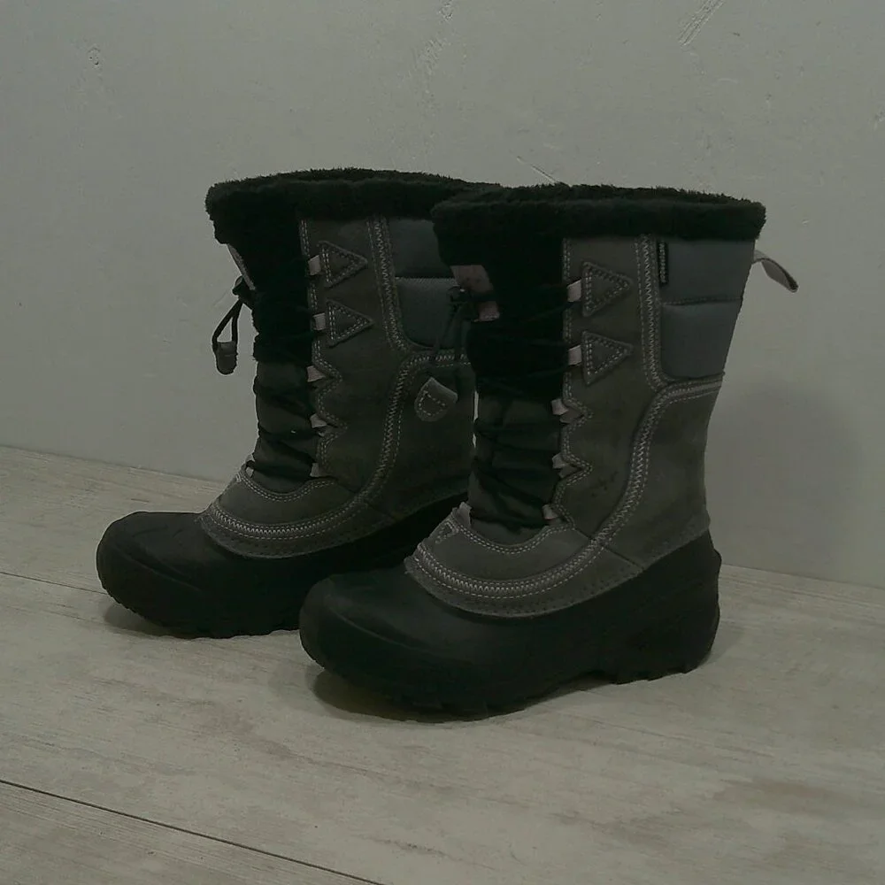 The North Face Shellista Lace up Gray Pink Waterproof Winter Snow Boot Size 3